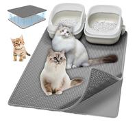 Alfombrilla para Arena para Gatos, 90 x 60 cm Doble Capa Alfombrilla Arena para Gatos, Alfombra Gatos Arenero con Velcro, Alfombrilla Arenero Gato Impermeable, Cat Litter Mat Antideslizante