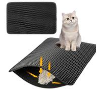 Alfombrilla para arena para gatos, 90 x 60 cm, impermeable, doble capa, diseño de panal de abeja, alfombrilla fácil de limpiar para gatos y perros