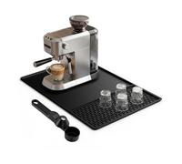 Alfombrilla para Cafetera de Silicona 60 x 40 cm, 2 en 1 con Escurreplatos Desmontable y Bordes Elevados, Antideslizante y Resistente al Calor, Protector de Encimera para Cocina y Coffee Bar