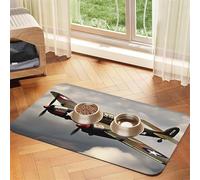 Alfombrilla para Comida de Perro, diseño de avión de la Segunda Guerra Mundial, Absorbente para comedero de Mascotas y Bebedero, de Secado rápido, para Suelos, 30 x 45 cm