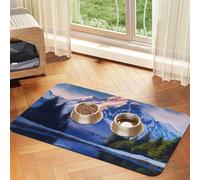 Alfombrilla para Comida de Perro Snow Mountain, Absorbente, para comedero y Bebedero, de Secado rápido, para Suelo, 30 x 45 cm