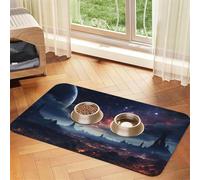 Alfombrilla para Comida de Perro Space Stars, Absorbente, para comedero y Bebedero, de Secado rápido, para Suelo, 30 x 45 cm