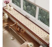 Alfombrilla para El Alféizar de La Ventana Cubierta Decorativa Alféizar Ventana Estampado Floral, 180, 200, 250, 290 cm Largo, Manteles Individuales Gruesos Recortables(Style A,L290x30cm(114x12"))