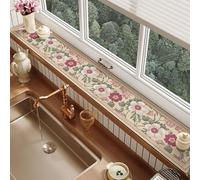 Alfombrilla para El Alféizar de La Ventana Cubierta Decorativa Alféizar Ventana Estampado Floral, 180, 200, 250, 290 cm Largo, Manteles Individuales Gruesos Recortables(Style B,L290x30cm(114x12"))