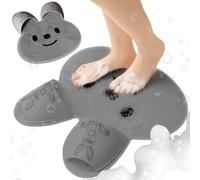 Alfombrilla para Fregar pies de Ducha con columnas de Masaje, depurador de eliminación de Piel Muerta de Silicona con ventosas, Alfombrilla para Suelo de baño, 17, 7x17, 7 Pulgadas, Gris