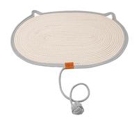 Alfombrilla para gato, de algodón y lino natural interactivo antideslizante con bola, base para puertas de gatos, contra el aburrimiento, para casa, interiores y salón familiar