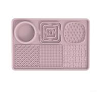 Alfombrilla para lamer mascotas para perros y gatos, diseño de ventosa antideslizante que ayuda a prevenir una alimentación rápida, material de silicona fácil de enjuagar (rosa)