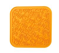 Alfombrilla para lamer perros - Alfombrilla para lamer perros y gatos con diseño creativo de esqueleto de Halloween con ventosas, cuenco antideslizante para perros y gatos de silicona de grado