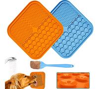 Alfombrilla para lamer perros, paquete de 2 alfombrillas para lamer perros de alimentación lenta con 1 espátula de silicona, almohadilla grande sin BPA para fugas con 72 súper ventosas para baño