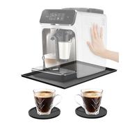 Alfombrilla para Máquina de Café 48x29 cm Base de Silicona para Cafetera alfombrilla Espresso Automática Coffee Mat + 2 posavasos, Compatible con De'Longhi Magnifica, Krups, Philips LatteGo, Cecotec
