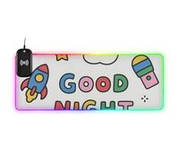 Alfombrilla para mouse con diseño de cohete colorido de Good Night, con carga brillante, escritorios grandes, no lavables, 35.4 x 15.7 pulgadas