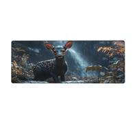 Alfombrilla para mouse con estampado floral It'S A Rainy Day For Little Deer, alfombrilla de mouse grande con bordes cosidos, base de goma antideslizante larga para decoración de escritorio de oficina