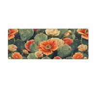 Alfombrilla para mouse con estampado floral The Lush Cactus Is In Bloomfloral, alfombrilla de mouse grande con bordes cosidos, base de goma antideslizante larga para decoración de escritorio de