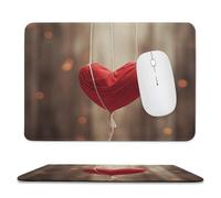 Alfombrilla para mouse de 20 x 23,8 cm, antideslizante, impermeable, para mouse inalámbrico, computadoras, laptop, oficina, forma de corazón en cuerda
