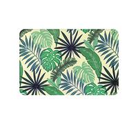 Alfombrilla para puerta con diseño de hojas de plátano y plantas tropicales, suave, antideslizante, para interior, absorbente, EasyHome, resistente a las manchas, para interior, 23.6 x 15.7 pulgadas