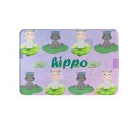 Alfombrilla para puerta de hipopótamo en blanco y negro, suave, antideslizante, para interior, absorbente, EasyHome, resistente a las manchas, para interior, 23,6 x 15,8 pulgadas, para entrada de ca