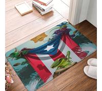 Alfombrilla para Puerta Mi Bandera Puerto Rico Bandera Animal Suaves Felpudo Entrada Interior Lavable Trampa De Tierra para Baño Hogar Jardín 60X40Cm