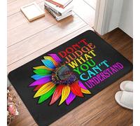 Alfombrilla para Puerta Orgullo Gay Derechos LGBT Amor Arcoíris Girasol Absorbentes Felpudo Entrada Duradera Trampa De Tierra para Recibidor Pasillo Balcón 60X40Cm