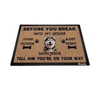 Alfombrilla para Puerta Perro Husky Siberiano Gracioso No Entres En Mi Casa Resistente Felpudo Entrada Suaves Trampa De Tierra para Jardín Pasillo Hogar 60X40Cm