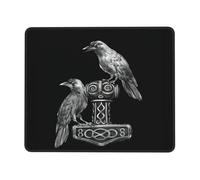 Alfombrilla para Ratón Martillo Vikingo Mjolnir con El Crow De Odín Suave Alfombrilla De Ratón Moderno Protector De Escritorio para Gaming Juegos Gamer 10X12In
