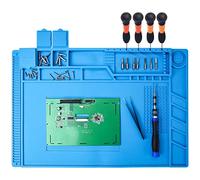 Alfombrilla para Soldadura,Preciva Almohadilla de trabajo Silicone Aislamiento con Mantenimiento Magnético 45x30cm Silicone Pad Ideal al alta temperatura -50~500 C°para Reparación Móviles