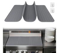 Alfombrilla Protectora Placa Induccion 71x51cm, Cubre Vitroceramica Silicona, Antideslizante Tapa para Vitroceramica, Resistente al Calor para Estufa Eléctrica, Protector Encimera Cocina (Gris)