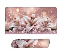 Alfombrilla Ratón, 1000 x 500 mm XXL Mouse Pad Grande Gaming, Alfombrilla Antideslizante,Tapete Escritorio con Bordes Cosidos, Desk Mat para Jugadores, Pc, Oficina Accesorios (Lirio Rosa) M-245