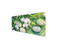 Alfombrilla Raton 1000x400x3mm Piedra Alfombrilla Escritorio, Mouse Pad XXL Base de Goma Antideslizante Mousepad Grande, Tapete Escritorio con Bordes Cosidos, Tapete Raton para PC Oficina, Flor D1-740
