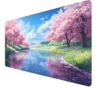 Alfombrilla Ratón 1200x600x3mm Mouse Pad Flores de Cerezo Alfombrilla Ratón xxl, Tamaño Grande, Bordes Cosidos, Impermeable, Base de Goma Antideslizante, Accesorios Gaming, PC y Portátil, Rosa Y7-1407