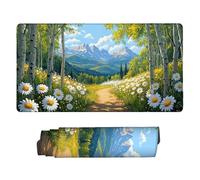 Alfombrilla Ratón, 1600 x 800 mm XXL Mouse Pad Grande Gaming, Alfombrilla Antideslizante,con Bordes Cosidos, Desk Mat para Jugadores, Pc, Oficina Accesorios (Paisaje de Abedul Blanco) M-28