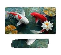 Alfombrilla Ratón, 1600 x 800 mm XXL Mouse Pad Grande Gaming, Alfombrilla Antideslizante,Tapete Escritorio con Bordes Cosidos, Desk Mat para Jugadores, Pc, Oficina Accesorios (Koi Lotus Pond) M-503