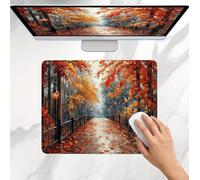Alfombrilla Ratón 250x200x3mm, Alfombrilla Ratón de Alta Precisión, Base de Goma Antideslizante, Impermeable Mouse Pad, con Bordes Cosidos Duradera, Mouse Pad Compacta - Bosque Hojas caídas j0j-1