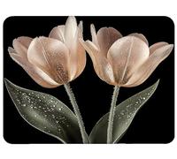 Alfombrilla Ratón 250x210x3mm, Negro Alfombrilla Ratón Tulipán Mouse Pad, Mouse Mat Antideslizante Protector Escritorio con Bordes Cosidos, Seguimiento Suave y Preciso para PC, Oficina, Hogar,Model192