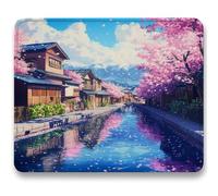 Alfombrilla Ratón 260x210mm, Azul Mousepad, Alfombrilla Raton para Ordenador de 3mm con Textura Premium, Base de Goma Antideslizante, Tapete Rato Portátil para Oficina Juegos, Flores de Cerezo c0-562