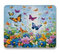 Alfombrilla Ratón 260x210mm, Azul Mousepad, Alfombrilla Raton para Ordenador de 3mm con Textura Premium, Base de Goma Antideslizante, Pequeña Tapete Rato Portátil para Oficina Juegos, Mariposa c0-569