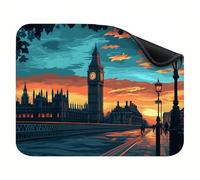 Alfombrilla Ratón 290x240x3mm, Alfombrilla Raton Portátil y Enrollable con Base Antideslizante, Bordes Cosidos, Impermeable & Lavable Mousepad para Oficina, Portátil, Patrón Ciudad Vista X-z-1622