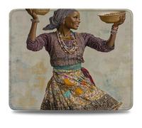 Alfombrilla Ratón 300 x 250 mm Alfombrilla Escritorio África, Mejora Precisión y Velocidad con Base de Goma Antideslizante y Bordes Cosidos, Mousepad Duradera para Oficina e Juegos, Mujer 0d-166