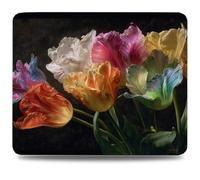 Alfombrilla Ratón 300 x 250 mm Alfombrilla Escritorio Negro, Mejora Precisión y Velocidad con Base de Goma Antideslizante y Bordes Cosidos, Mousepad Duradera para Oficina e Juegos, Tulipán 0d-323