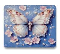 Alfombrilla Ratón 320x260mm, Azul Mousepad, Alfombrilla Raton para Ordenador de 3mm con Textura Premium, Base de Goma Antideslizante, Pequeña Tapete Rato Portátil para Oficina Juegos, Mariposa c0-548