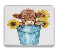 Alfombrilla Ratón 320x260mm, Blanco Mousepad, Alfombrilla Raton para Ordenador de 3mm, Base de Goma Antideslizante, Pequeña Tapete Rato Portátil para Oficina y Juegos, ganado de las tierras altas c0-6