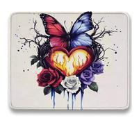 Alfombrilla Ratón 320x260mm, Blanco Mousepad, Alfombrilla Raton para Ordenador de 3mm con Textura Premium, Base de Goma Antideslizante, Tapete Rato Portátil para Oficina y Juegos - Mariposa c0-37