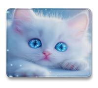 Alfombrilla Ratón 320x260mm, Blanco Mousepad, Alfombrilla Raton para Ordenador de 3mm con Textura Premium, Base de Goma Antideslizante, Pequeña Tapete Rato Portátil para Oficina y Juegos - Gato c0-47