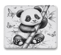 Alfombrilla Ratón 320x260mm, Blanco Mousepad, Alfombrilla Raton para Ordenador de 3mm con Textura Premium, Base de Goma Antideslizante, Pequeña Tapete Rato Portátil para Oficina y Juegos - panda c0-54