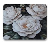 Alfombrilla Ratón 320x260mm, Blanco Mousepad, Alfombrilla Raton para Ordenador de 3mm con Textura Premium, Base de Goma Antideslizante, Pequeña Tapete Rato Portátil para Oficina Juegos, Camelia c0-19
