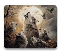 Alfombrilla Ratón 320x260mm, Retro Mousepad, Alfombrilla Raton para Ordenador de 3mm con Textura Premium, Base de Goma Antideslizante, Pequeña Tapete Rato Portátil para Oficina y Juegos - Lobo c0-252