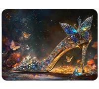 Alfombrilla Ratón 340x280x3mm, Zapatos de Cristal Alfombrilla Ratón Mariposa Mouse Pad, Mouse Mat Antideslizante Protector Escritorio con Bordes Cosidos para PC, Oficina, Hogar, Juegos, Model776