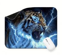 Alfombrilla Ratón 360 x 300 x 3 mm, Azul Tigre Alfombrilla Escritorio Pequeña, Base Goma Antideslizante, Mouse Pad Bordes Cosidos, Superficie Lisa para Mayor Precisión, para Oficina y Gaming t0s-86