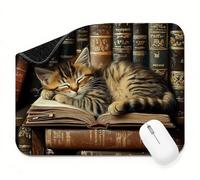 Alfombrilla Ratón 360 x 300 x 3 mm, Negro Gato(4) Alfombrilla Escritorio Pequeña, Base Goma Antideslizante, Mouse Pad Bordes Cosidos, Superficie Lisa para Mayor Precisión, para Oficina y Gaming t0s-92