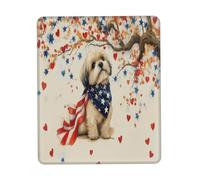 Alfombrilla Ratón, 4 De Julio Día De La Independencia Cachorro De Perro Shih Tzu Mouse Mat Professional Alfombrilla De Ratón para Juegos Ergonómico Gaming Mouse Pad para Oficina 25X30Cm