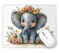 Alfombrilla Ratón 420 x 350 mm, Elefante Alfombrilla Ratón Gaming, A-4718 | Pequeña Mouse Pad con Impermeable y Antideslizante, Mousepad Flor Mejora la Precisión y Velocidad, para PC Teclado Gamer